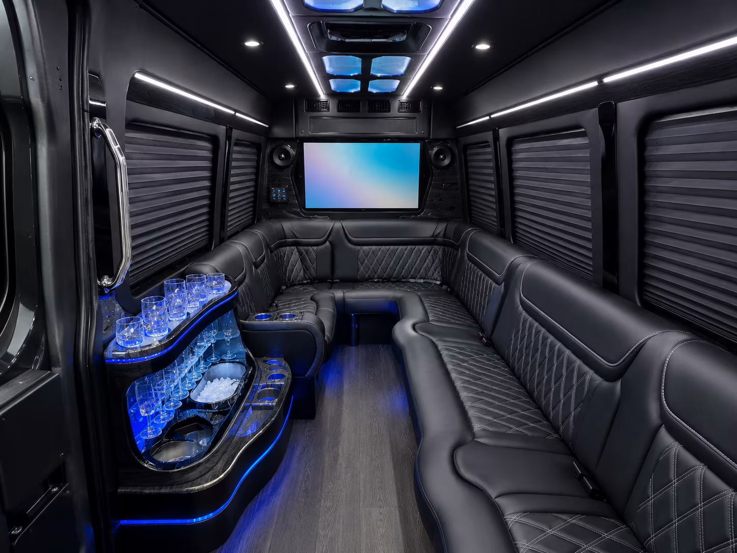 Norman School Event Transportation party bus interior
