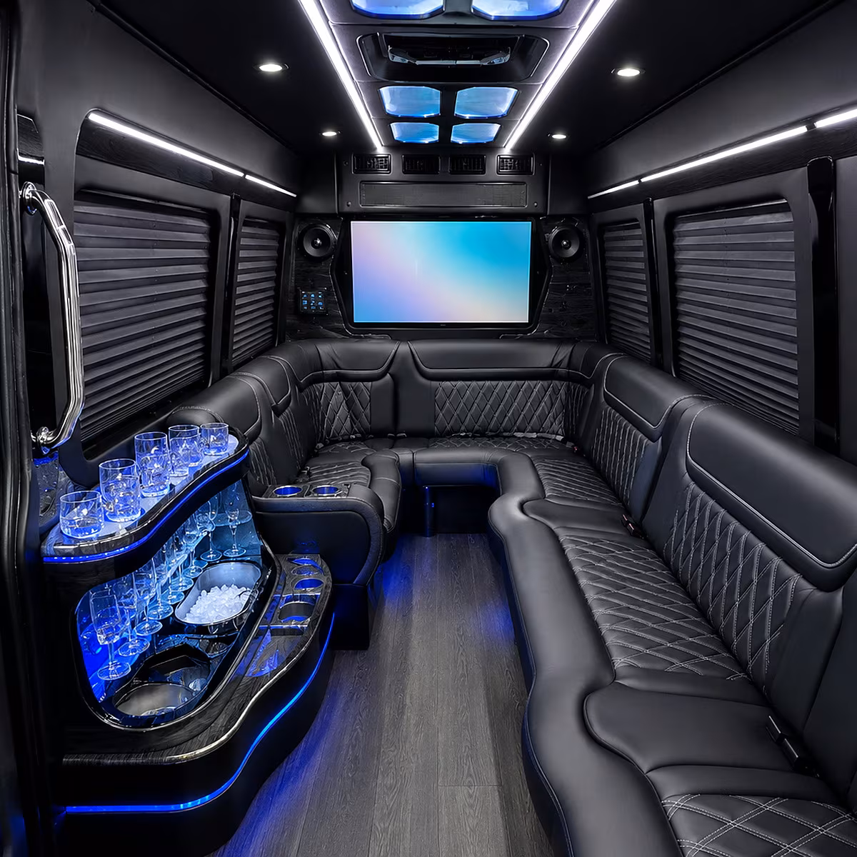 Norman Wedding Transportation party bus interior