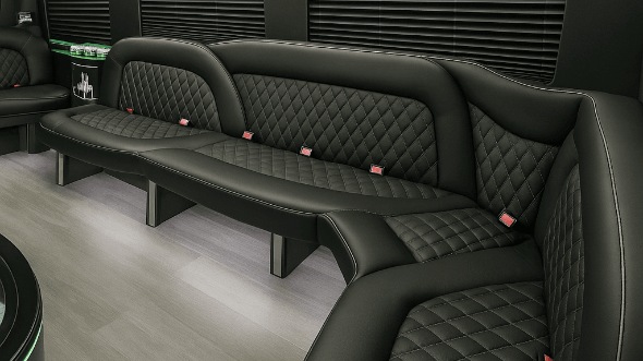 Interior of Charter Bus Company Broken Arrow's 14 Passenger Sprinter Limousine in Broken Arrow