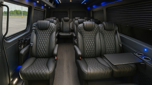 Interior of Charter Bus Company Norman's 18 Passenger Minibus in Norman