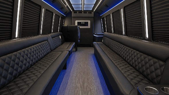 Interior of Charter Bus Company Wichita Falls's 25 Passenger Party Bus in Wichita Falls