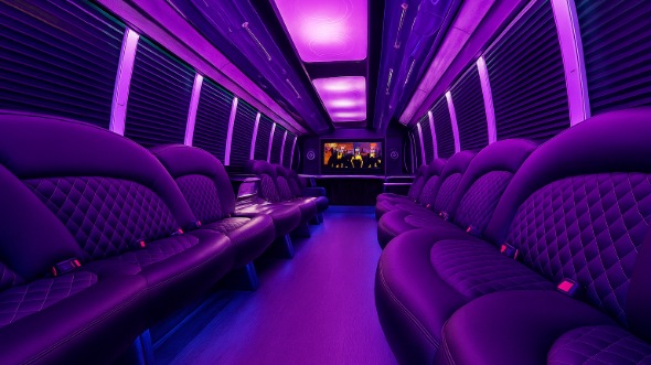 Interior of Charter Bus Company Stillwater's 28 Passenger Party Bus in Stillwater