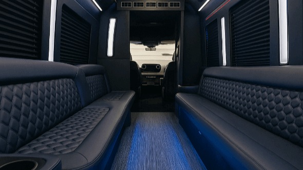 Interior of Charter Bus Company Edmond's 30 Passenger Party Bus in Edmond
