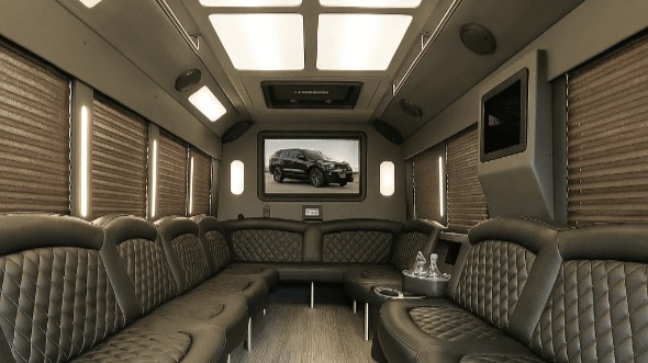 Interior of Charter Bus Company Stillwater's 30 Passenger Party Bus in Stillwater