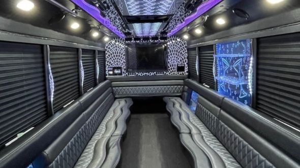 Interior of Charter Bus Company Tulsa's 30 Passenger Party Bus in Tulsa