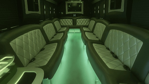 Interior of Charter Bus Company Edmond's 40 Passenger Party Bus in Edmond