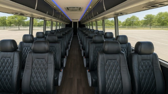 Interior of Charter Bus Company Norman's 56 Passenger Charter Bus in Norman